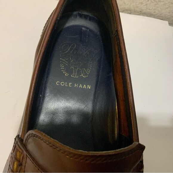 Cole Haan Maine Pinch Classic  Brown Leather Tassel Loafers Mens Size US 9.5 W - Picture 15 of 16